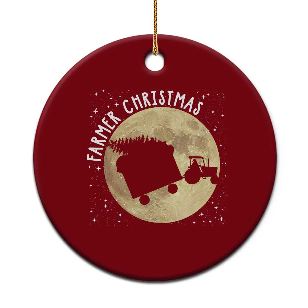 Funny Farmer Christmas Ceramic Ornament Xmas Santa Farm Tractor Moon - Wonder Print Shop