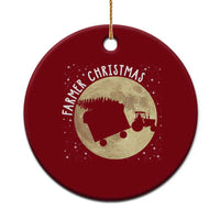 Funny Farmer Christmas Ceramic Ornament Xmas Santa Farm Tractor Moon - Wonder Print Shop