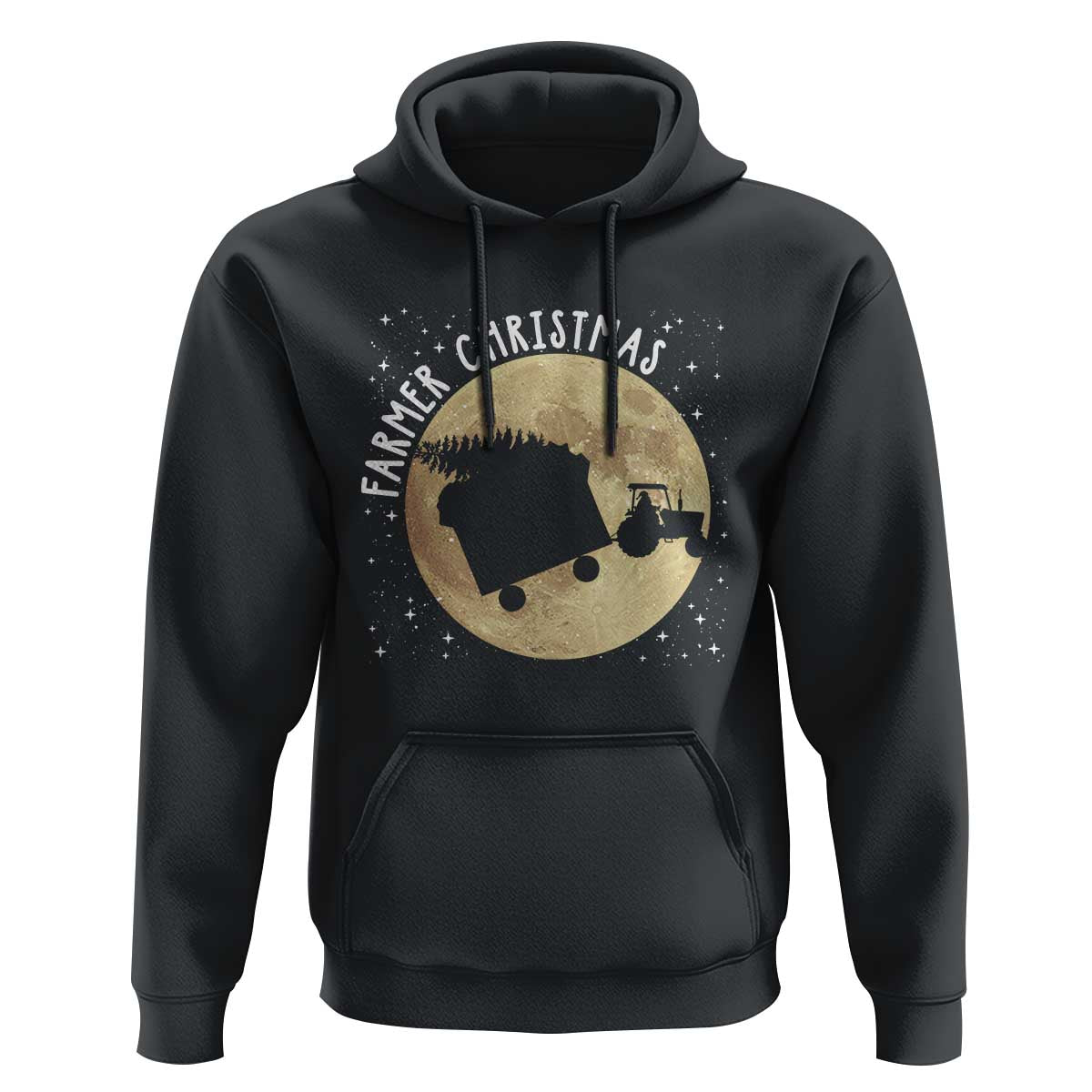 Funny Farmer Christmas Hoodie Xmas Santa Farm Tractor Moon - Wonder Print Shop