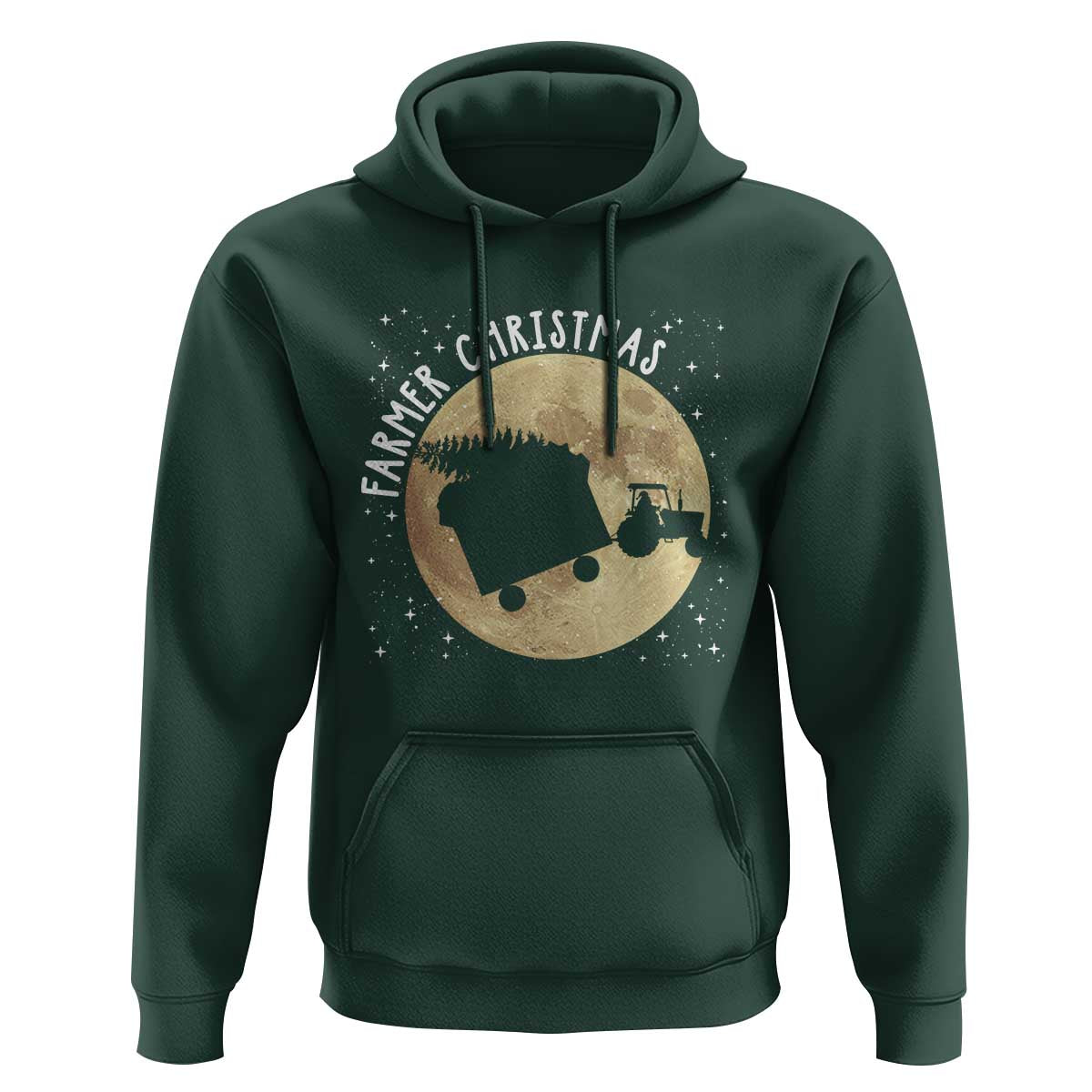 Funny Farmer Christmas Hoodie Xmas Santa Farm Tractor Moon - Wonder Print Shop