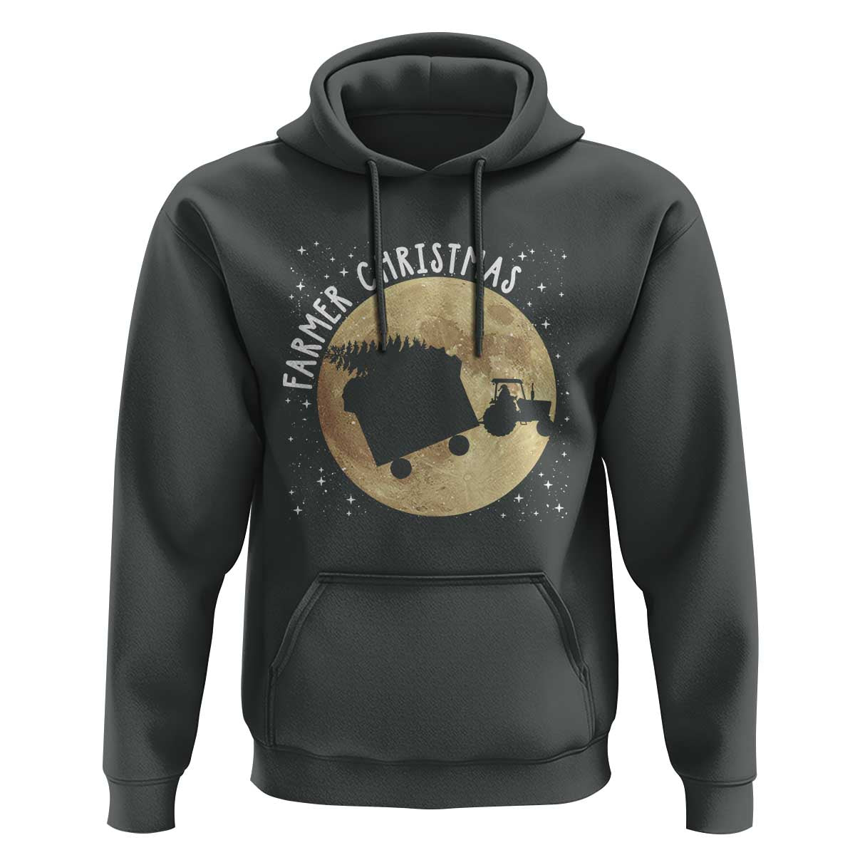 Funny Farmer Christmas Hoodie Xmas Santa Farm Tractor Moon - Wonder Print Shop