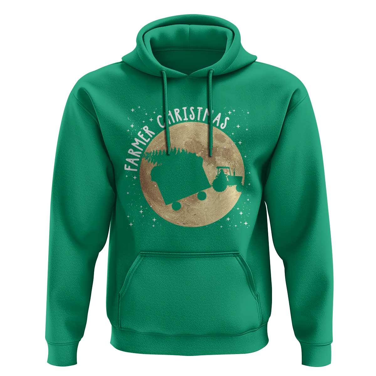 Funny Farmer Christmas Hoodie Xmas Santa Farm Tractor Moon - Wonder Print Shop