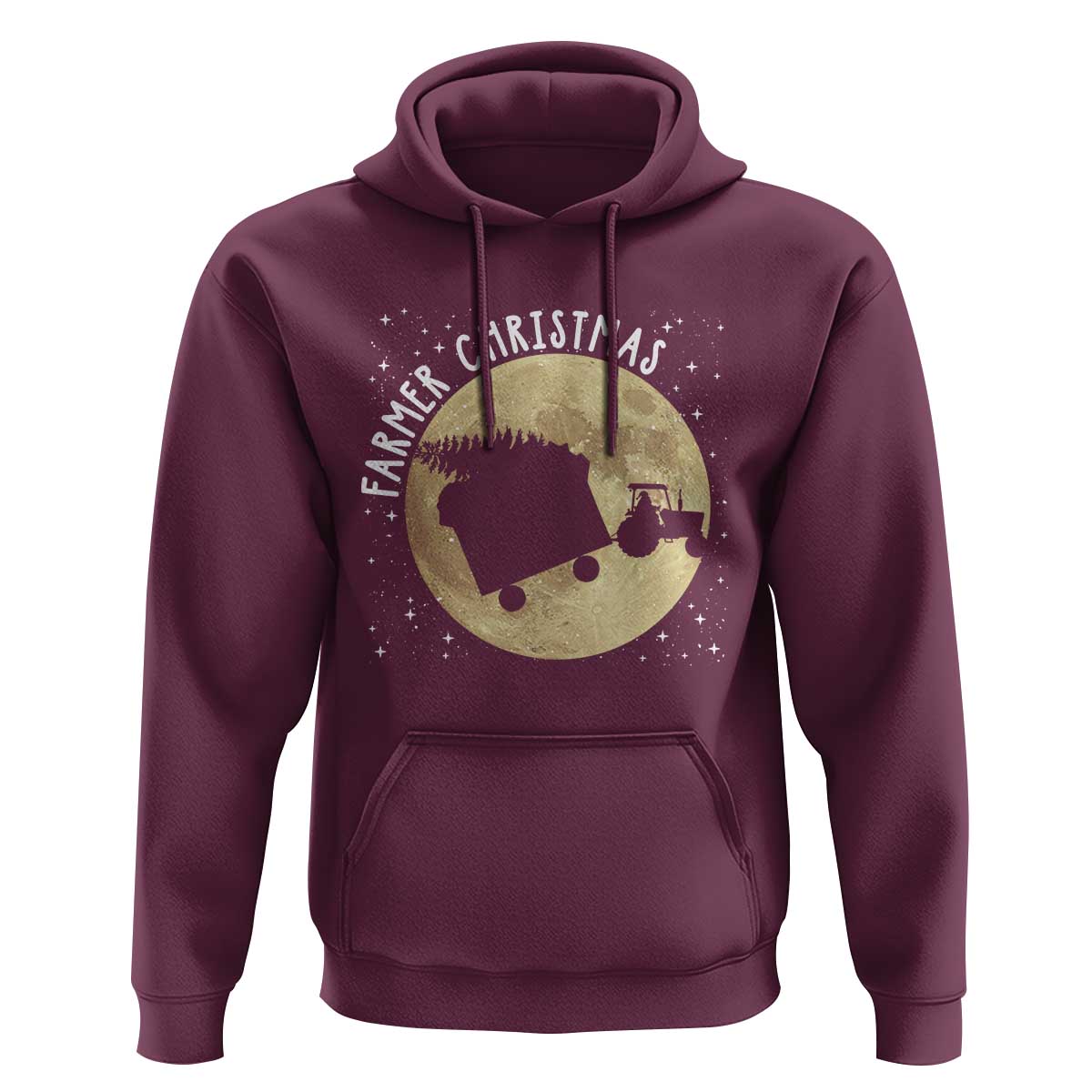 Funny Farmer Christmas Hoodie Xmas Santa Farm Tractor Moon - Wonder Print Shop