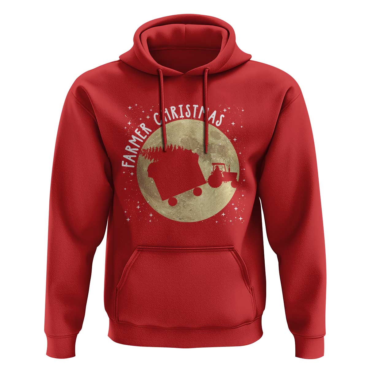 Funny Farmer Christmas Hoodie Xmas Santa Farm Tractor Moon - Wonder Print Shop