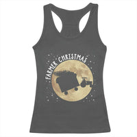 Funny Farmer Christmas Racerback Tank Top Xmas Santa Farm Tractor Moon - Wonder Print Shop