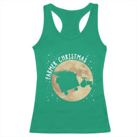 Funny Farmer Christmas Racerback Tank Top Xmas Santa Farm Tractor Moon - Wonder Print Shop