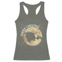 Funny Farmer Christmas Racerback Tank Top Xmas Santa Farm Tractor Moon - Wonder Print Shop