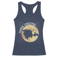 Funny Farmer Christmas Racerback Tank Top Xmas Santa Farm Tractor Moon - Wonder Print Shop
