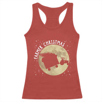 Funny Farmer Christmas Racerback Tank Top Xmas Santa Farm Tractor Moon - Wonder Print Shop