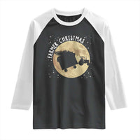 Funny Farmer Christmas Raglan Shirt Xmas Santa Farm Tractor Moon - Wonder Print Shop