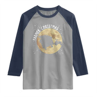 Funny Farmer Christmas Raglan Shirt Xmas Santa Farm Tractor Moon - Wonder Print Shop