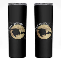 Funny Farmer Christmas Skinny Tumbler Xmas Santa Farm Tractor Moon - Wonder Print Shop