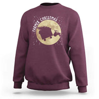 Funny Farmer Christmas Sweatshirt Xmas Santa Farm Tractor Moon - Wonder Print Shop