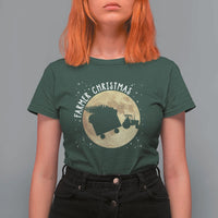 Funny Farmer Christmas T Shirt For Women Xmas Santa Farm Tractor Moon - Wonder Print Shop