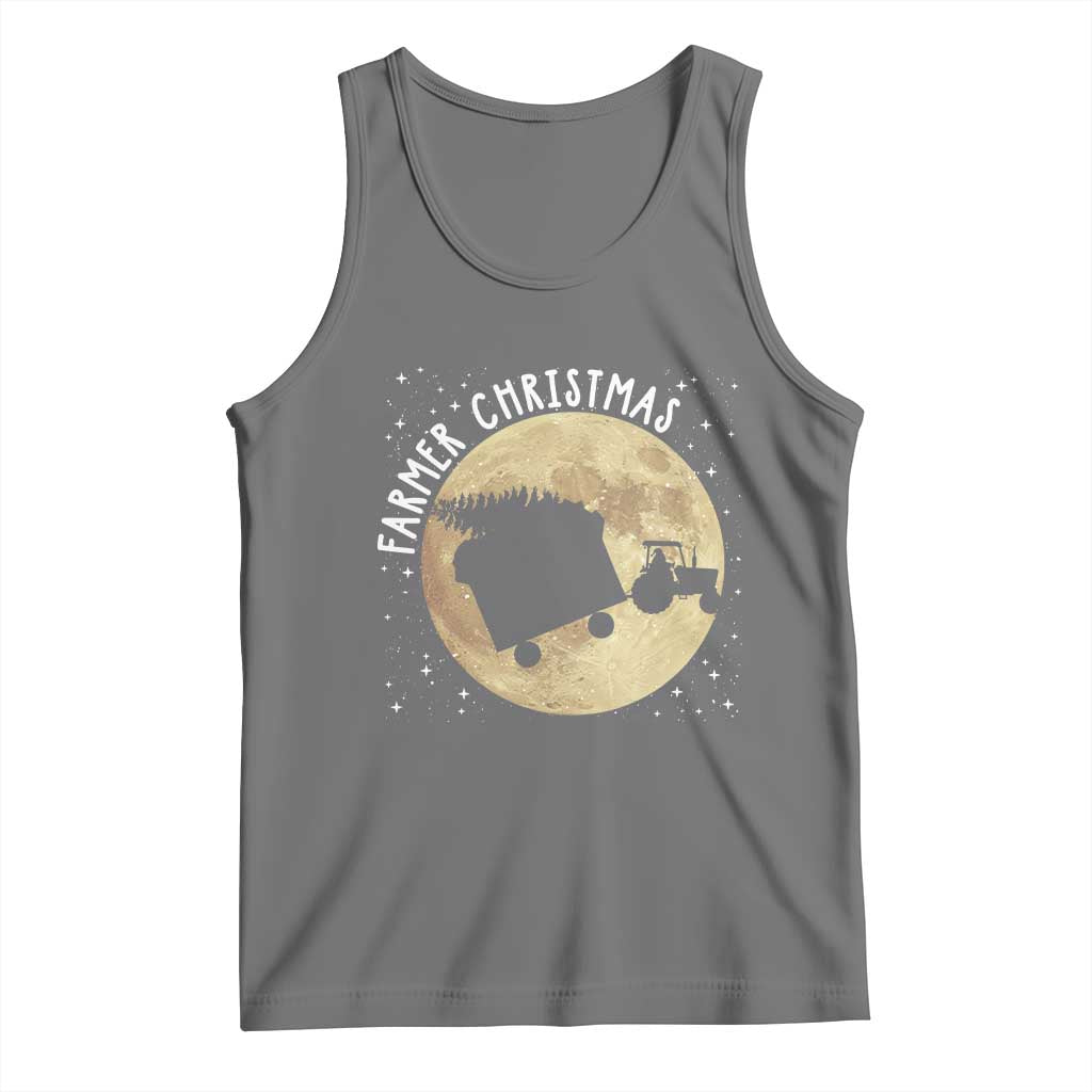 Funny Farmer Christmas Tank Top Xmas Santa Farm Tractor Moon - Wonder Print Shop