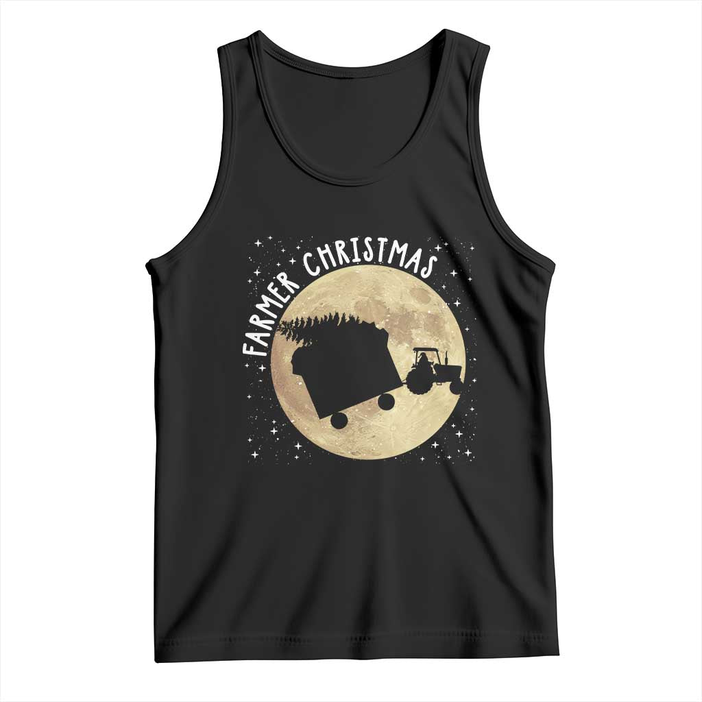 Funny Farmer Christmas Tank Top Xmas Santa Farm Tractor Moon - Wonder Print Shop
