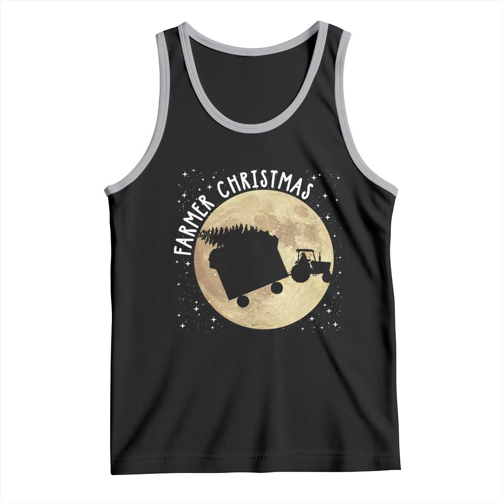 Funny Farmer Christmas Tank Top Xmas Santa Farm Tractor Moon - Wonder Print Shop