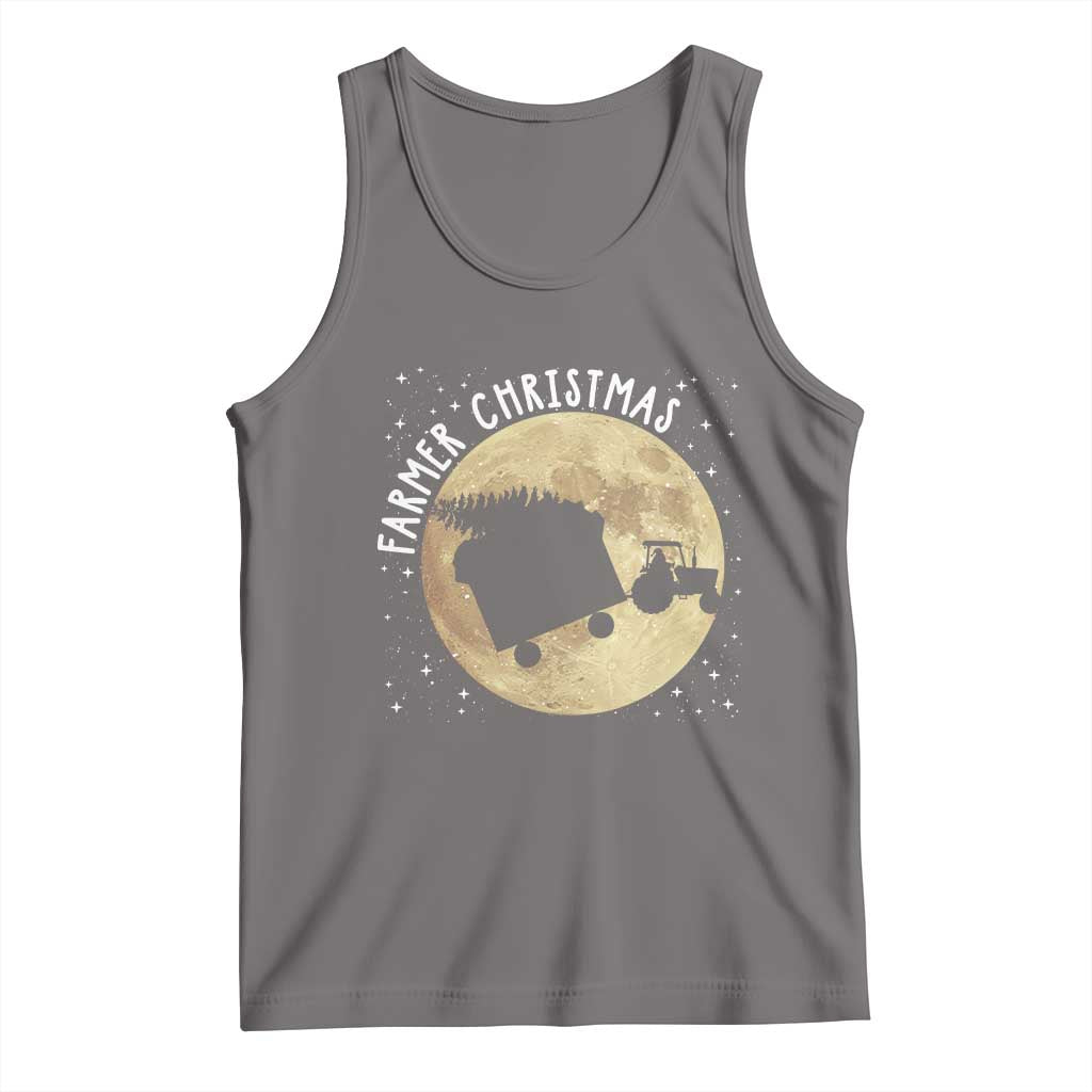 Funny Farmer Christmas Tank Top Xmas Santa Farm Tractor Moon - Wonder Print Shop