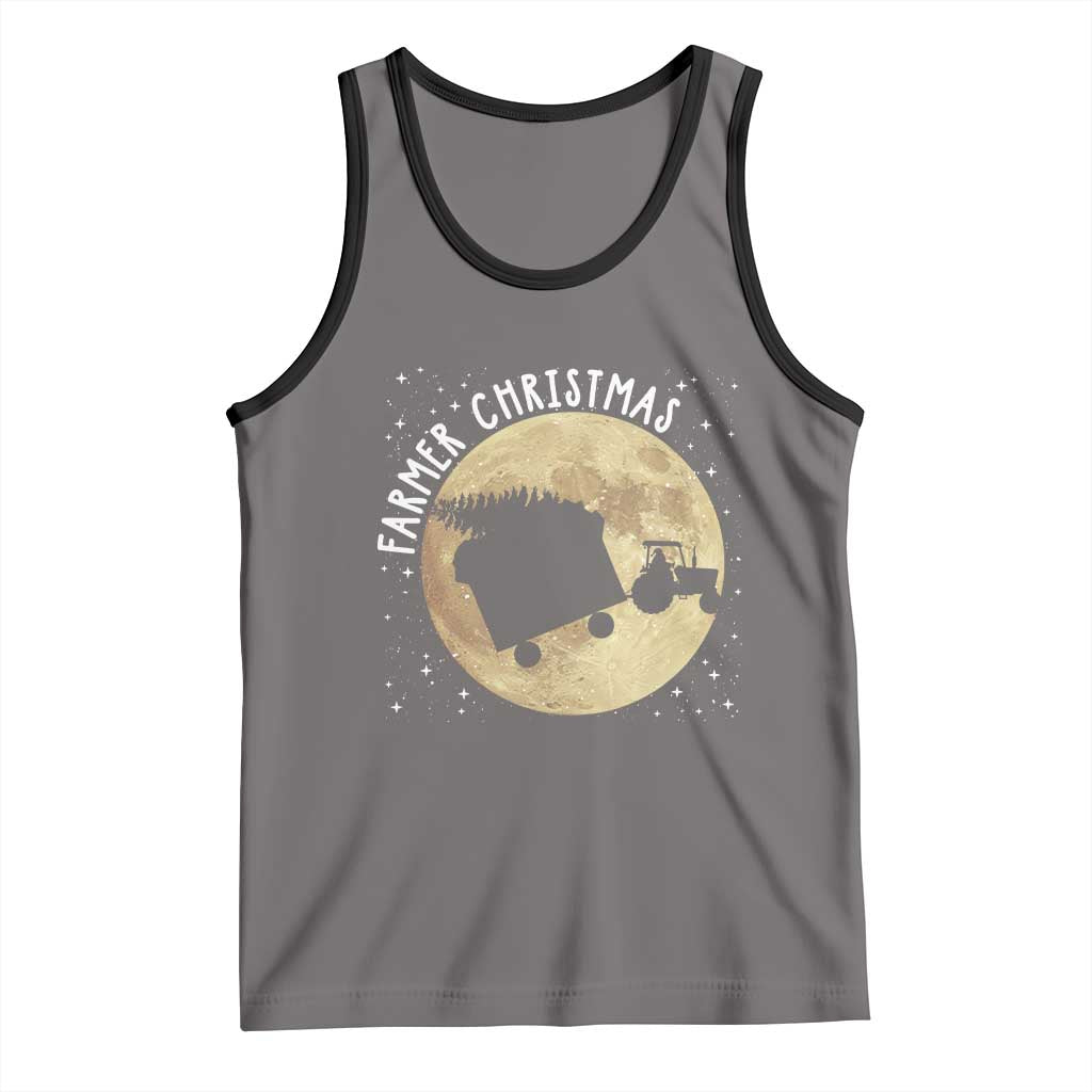 Funny Farmer Christmas Tank Top Xmas Santa Farm Tractor Moon - Wonder Print Shop