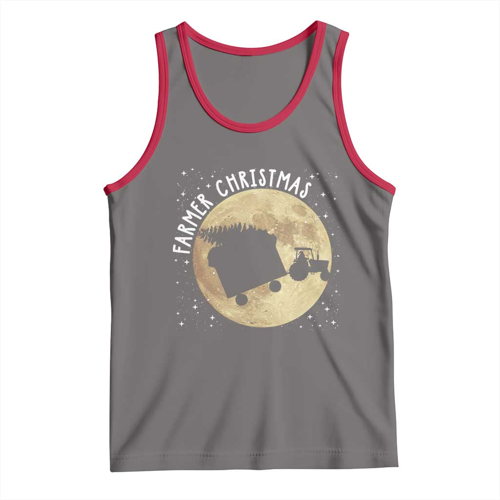 Funny Farmer Christmas Tank Top Xmas Santa Farm Tractor Moon - Wonder Print Shop