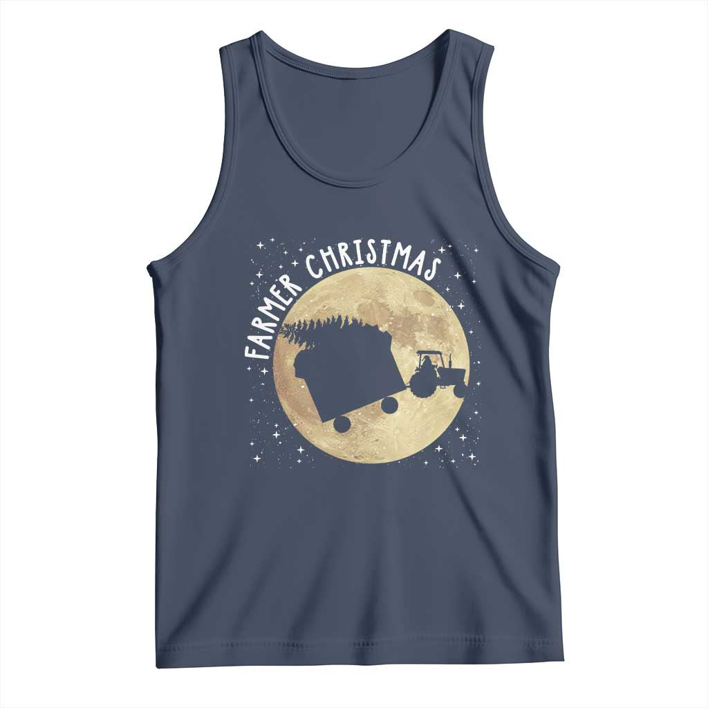 Funny Farmer Christmas Tank Top Xmas Santa Farm Tractor Moon - Wonder Print Shop