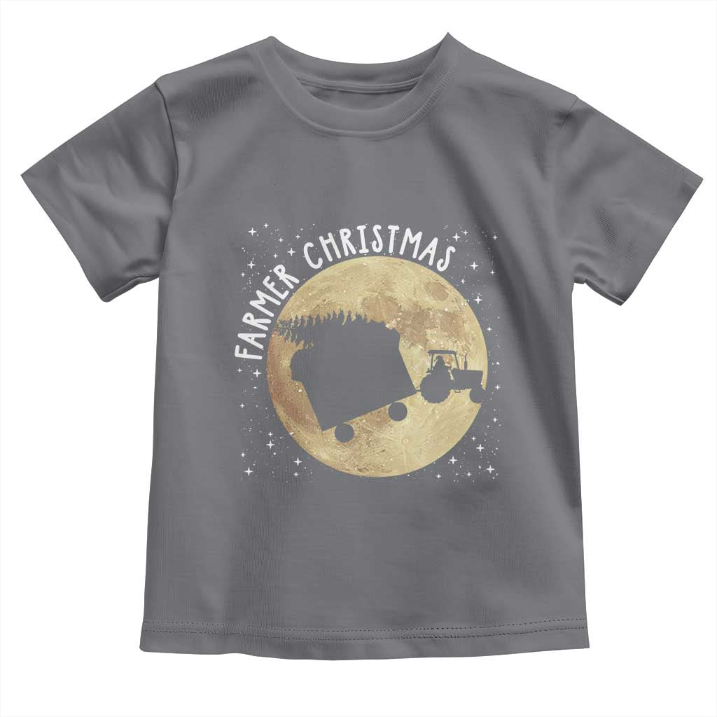 Funny Farmer Christmas Toddler T Shirt Xmas Santa Farm Tractor Moon - Wonder Print Shop