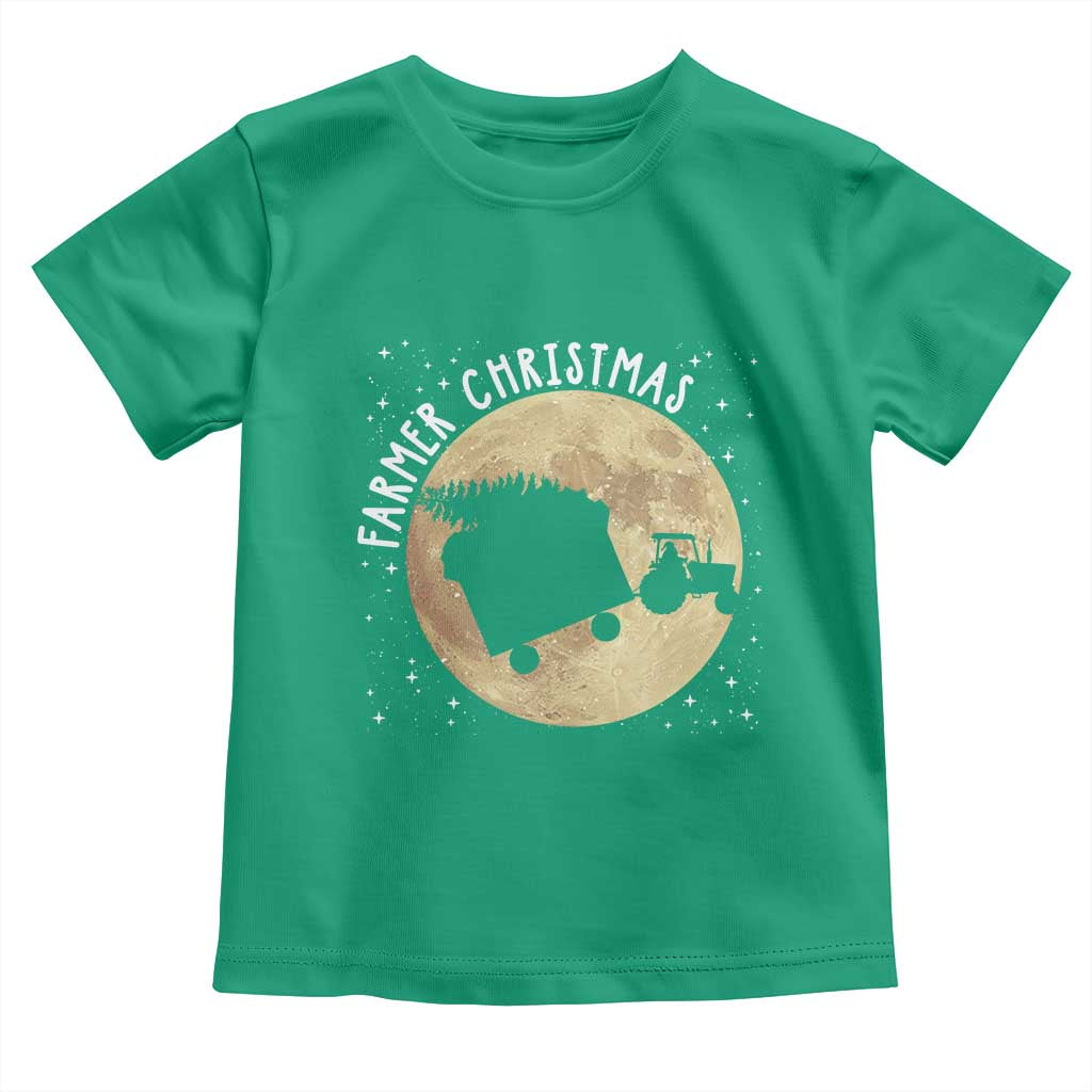 Funny Farmer Christmas Toddler T Shirt Xmas Santa Farm Tractor Moon - Wonder Print Shop
