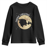 Funny Farmer Christmas Youth Sweatshirt Xmas Santa Farm Tractor Moon - Wonder Print Shop