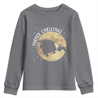 Funny Farmer Christmas Youth Sweatshirt Xmas Santa Farm Tractor Moon - Wonder Print Shop