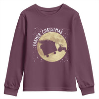 Funny Farmer Christmas Youth Sweatshirt Xmas Santa Farm Tractor Moon - Wonder Print Shop