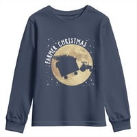 Funny Farmer Christmas Youth Sweatshirt Xmas Santa Farm Tractor Moon - Wonder Print Shop
