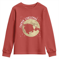Funny Farmer Christmas Youth Sweatshirt Xmas Santa Farm Tractor Moon - Wonder Print Shop