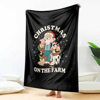Funny Xmas On The Farm Throw Blanket Christmas Farmer Santa Claus Livestock - Wonder Print Shop