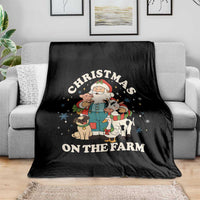 Funny Xmas On The Farm Throw Blanket Christmas Farmer Santa Claus Livestock - Wonder Print Shop