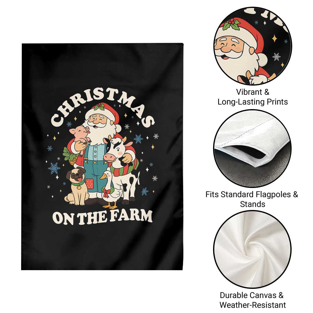 Funny Xmas On The Farm Garden Flag Christmas Farmer Santa Claus Livestock - Wonder Print Shop