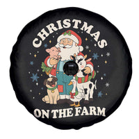 Funny Xmas On The Farm Spare Tire Cover Christmas Farmer Santa Claus Livestock - Wonder Print Shop