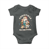 Funny Xmas On The Farm Baby Onesie Christmas Farmer Santa Claus Livestock - Wonder Print Shop