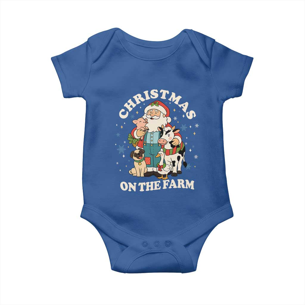 Funny Xmas On The Farm Baby Onesie Christmas Farmer Santa Claus Livestock - Wonder Print Shop