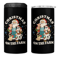 Funny Xmas On The Farm 4 in 1 Can Cooler Tumbler Christmas Farmer Santa Claus Livestock - Wonder Print Shop
