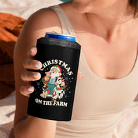Funny Xmas On The Farm 4 in 1 Can Cooler Tumbler Christmas Farmer Santa Claus Livestock - Wonder Print Shop