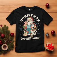 Funny Xmas On The Farm T Shirt Christmas Farmer Santa Claus Livestock - Wonder Print Shop