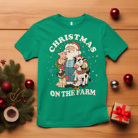 Funny Xmas On The Farm T Shirt Christmas Farmer Santa Claus Livestock - Wonder Print Shop
