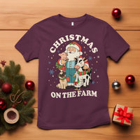 Funny Xmas On The Farm T Shirt Christmas Farmer Santa Claus Livestock - Wonder Print Shop