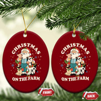 Funny Xmas On The Farm Ceramic Ornament Christmas Farmer Santa Claus Livestock - Wonder Print Shop