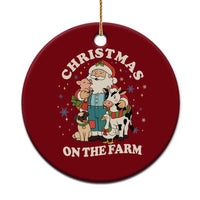 Funny Xmas On The Farm Ceramic Ornament Christmas Farmer Santa Claus Livestock - Wonder Print Shop