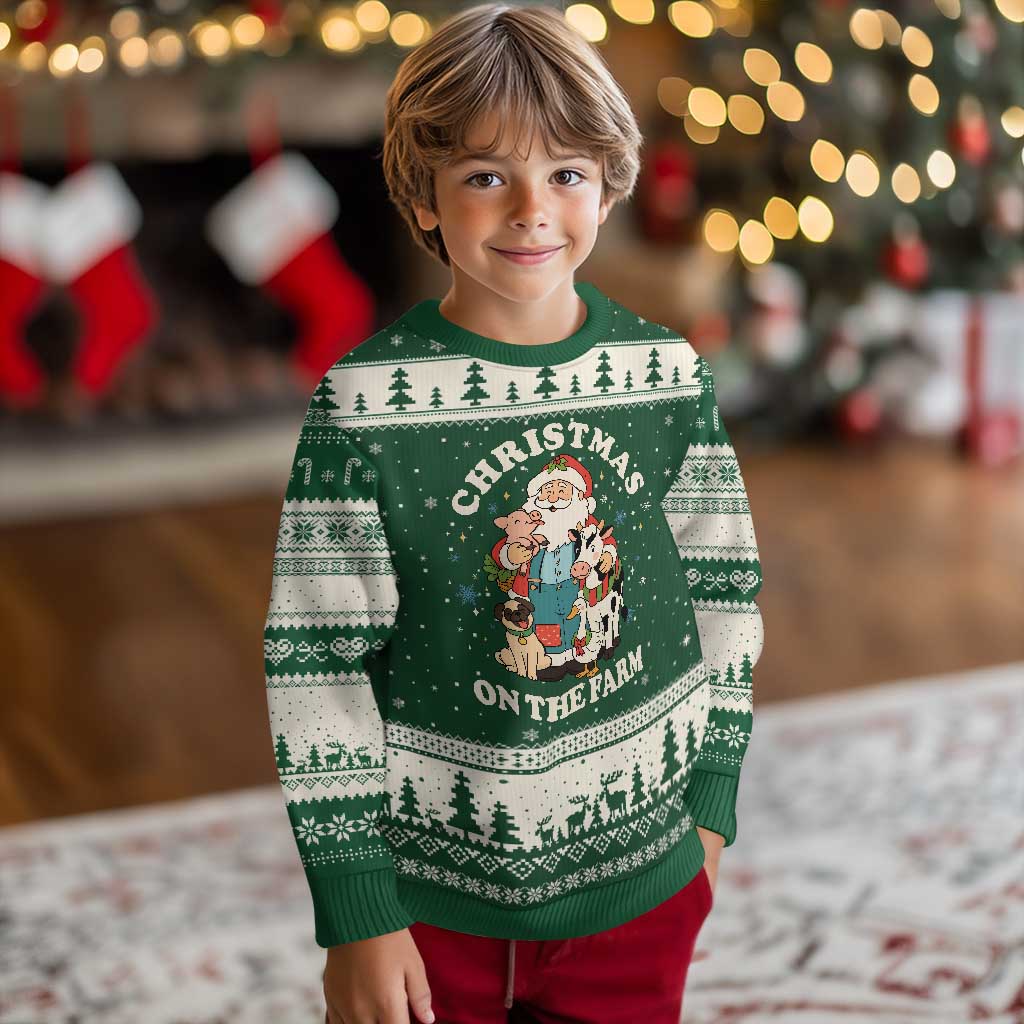 Funny Xmas On The Farm Ugly Christmas Sweater Christmas Farmer Santa Claus Livestock - Wonder Print Shop