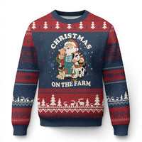 Funny Xmas On The Farm Ugly Christmas Sweater Christmas Farmer Santa Claus Livestock - Wonder Print Shop