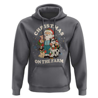 Funny Xmas On The Farm Hoodie Christmas Farmer Santa Claus Livestock - Wonder Print Shop