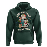 Funny Xmas On The Farm Hoodie Christmas Farmer Santa Claus Livestock - Wonder Print Shop