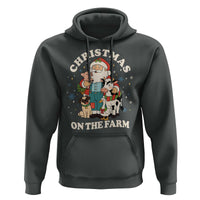 Funny Xmas On The Farm Hoodie Christmas Farmer Santa Claus Livestock - Wonder Print Shop